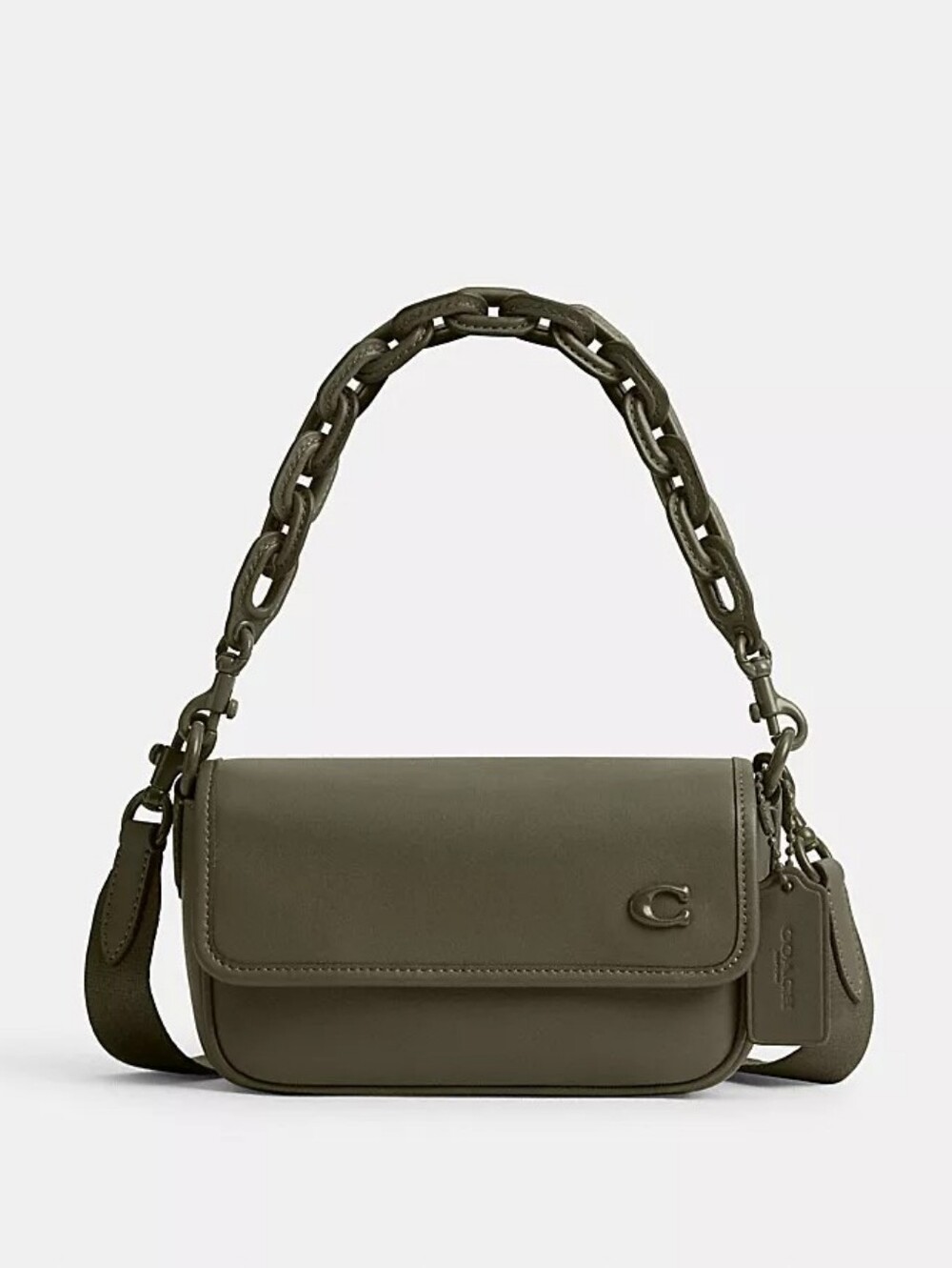 NWOT [Coach] Charter Flap Crossbody Glovetammed Bag 18, Army Green, CR755